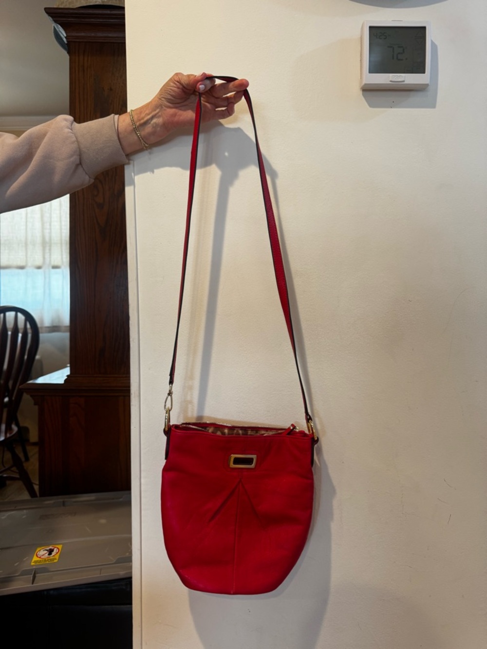 b. makowsky Red Crossbody Bag with Adjustable Strap